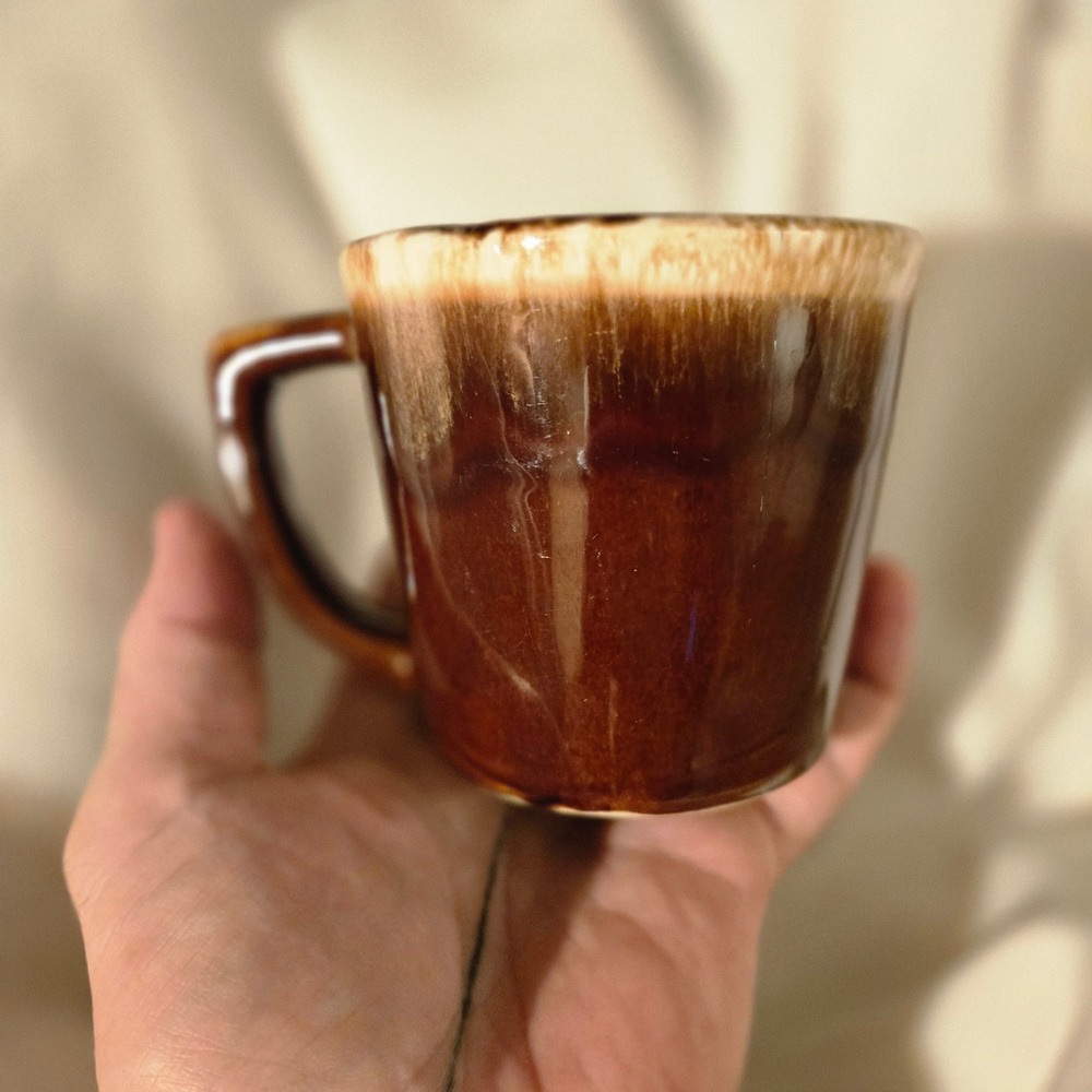 VTG McCoy Coffee Mug Brown Drip Glaze D Handle Ceramic Pottery Stoneware Cup USA